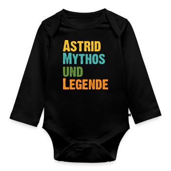 Mythos Astrid die Legende Vorname Astrid - Baby Bio-Langarm-Body - Schwarz - Vorne