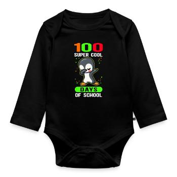 100 School Days School Kids School Gift - Organic Longsleeve Baby Bodysuit - black - Front