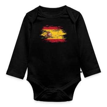 Spanien Flagge used - Baby Bio-Langarm-Body - Schwarz - Vorne