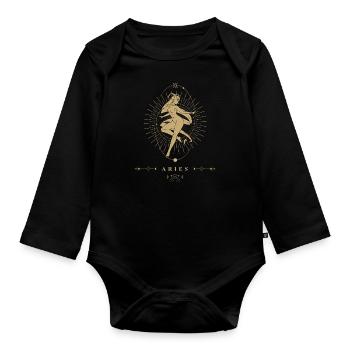Widder Sternzeichen - Baby Bio-Langarm-Body - Schwarz - Vorne
