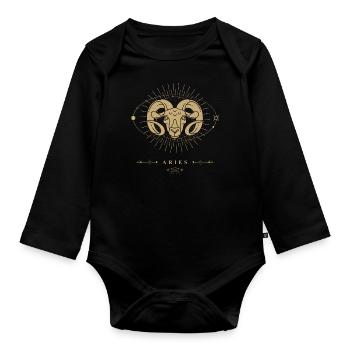 Widder Sternzeichen 2 - Baby Bio-Langarm-Body - Schwarz - Vorne