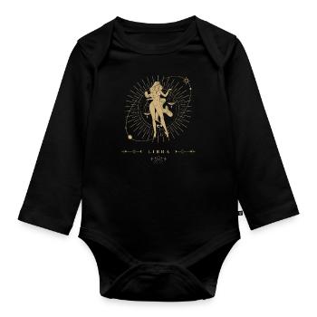 Waage Sternzeichen - Baby Bio-Langarm-Body - Schwarz - Vorne