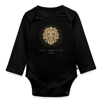 Löwe Sternzeichen - Baby Bio-Langarm-Body - Schwarz - Vorne