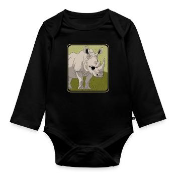 Nashorn Rhinozeros Nashörner Geschenk - Baby Bio-Langarm-Body - Schwarz - Vorne