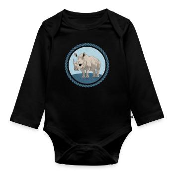 Nashörner Nashorn Rhinozeros Geschenk - Baby Bio-Langarm-Body - Schwarz - Vorne