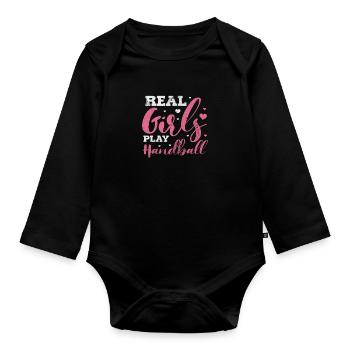 Handball Handball Joueur Handball Joueur de handball Cadeau sportif - Body Bébé bio manches longues - noir - Devant