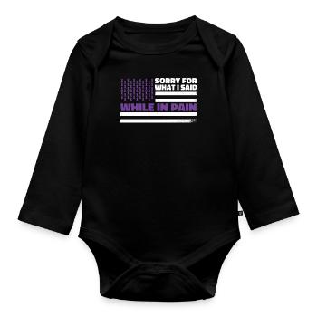 Fibromyalgie Rheuma US Flagge - Baby Bio-Langarm-Body - Schwarz - Vorne