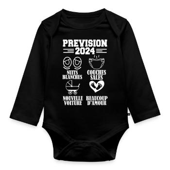Annonce Grossesse 2024 Prévision pour 2024 Annonce - Body Bébé bio manches longues - noir - Devant