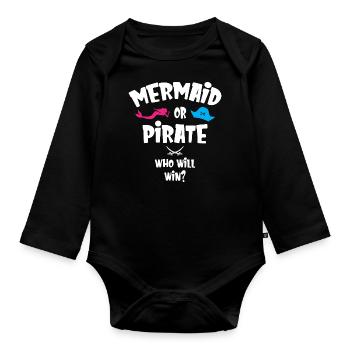 Mermaid or Pirate Who Will Win - Baby Bio-Langarm-Body - Schwarz - Vorne