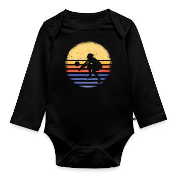 Sport Retro Sunset Beach Volleyball - Baby Bio-Langarm-Body - Schwarz - Vorne