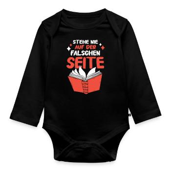 Buch Lesen Bücher Buch Nerd Bücherwurm - Baby Bio-Langarm-Body - Schwarz - Vorne