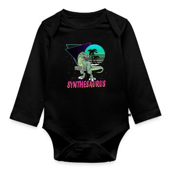 Synthesaurus T-Rex Synthétiseur à clavier - Body Bébé bio manches longues - noir - Devant