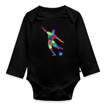 Low Poly Torwart Polygon Fußball - Baby Bio-Langarm-Body - Schwarz - Vorne
