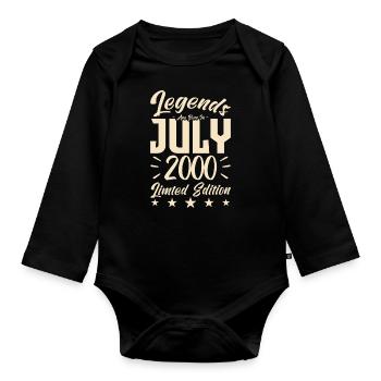 Naissance En Juillet 2000. Cadeau d'anniversaire. - Body Bébé bio manches longues - noir - Devant