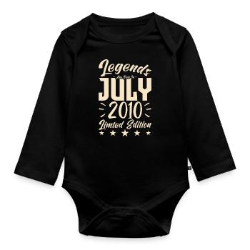 Naissance En Juillet 2010. Cadeau d'anniversaire. - Body Bébé bio manches longues - noir - Devant