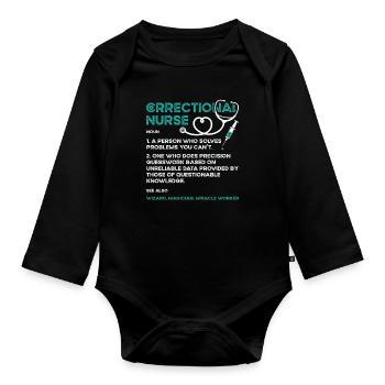 Correctional Nurse A Person Who Solves Thin Silver - Baby Bio-Langarm-Body - Schwarz - Vorne