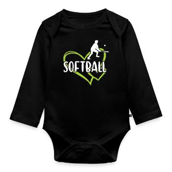 Sport Heart Softball - Body Bébé bio manches longues - noir - Devant
