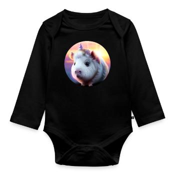 Licorne cochon d’Inde - Body Bébé bio manches longues - noir - Devant