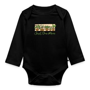 Just One More Gartenbau Schrebergarten Gärtner - Baby Bio-Langarm-Body - Schwarz - Vorne