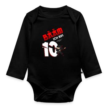10. Geburtstag Junge 10 Jahre alt - Baby Bio-Langarm-Body - Schwarz - Vorne
