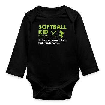 Sport Kid Définition Softball - Body Bébé bio manches longues - noir - Devant