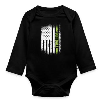 Sport Us Flag Softball - Body Bébé bio manches longues - noir - Devant