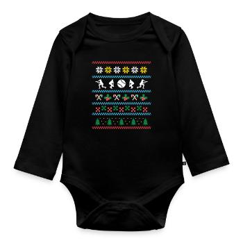 Sport X-Mas Noël Softball - Body Bébé bio manches longues - noir - Devant