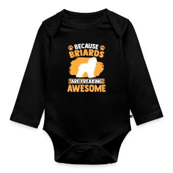 Briard is fantastic Berger de Brie - Organic Longsleeve Baby Bodysuit - black - Front