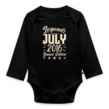Naissance En Juillet 2016. Cadeau d'anniversaire. - Body Bébé bio manches longues - noir - Devant