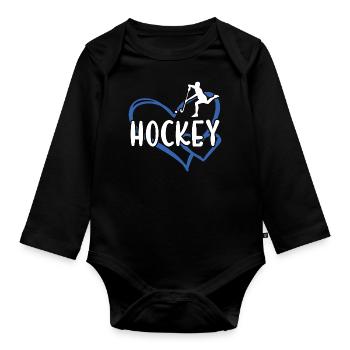 Sport Heart Hockey - Organic Longsleeve Baby Bodysuit - black - Front