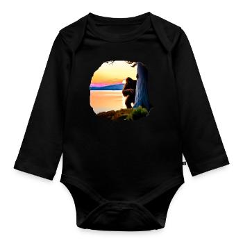 Bigfoot am See im Sonnenuntergang - Baby Bio-Langarm-Body - Schwarz - Vorne