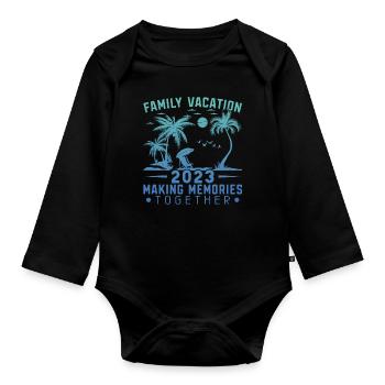 Vacances d’été en famille Créer des souvenirs - Body Bébé bio manches longues - noir - Devant