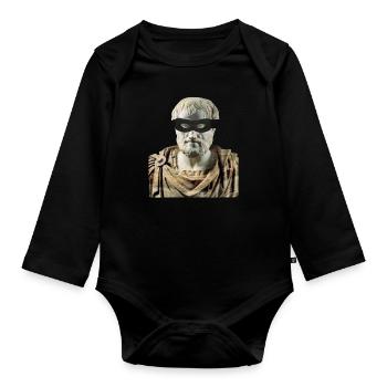 Ninja Aristotle Kitsune Style Japanese Philosopher - Baby Bio-Langarm-Body - Schwarz - Vorne