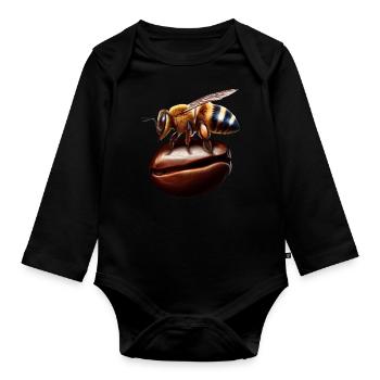 Bee Coffee - Organic Longsleeve Baby Bodysuit - black - Front