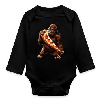 Bigfoot Pizza Party - Organic Longsleeve Baby Bodysuit - black - Front