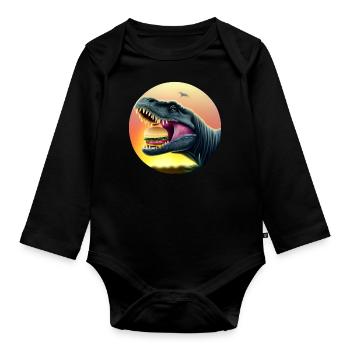 Cheeseburger Dinosauerier - Baby Bio-Langarm-Body - Schwarz - Vorne