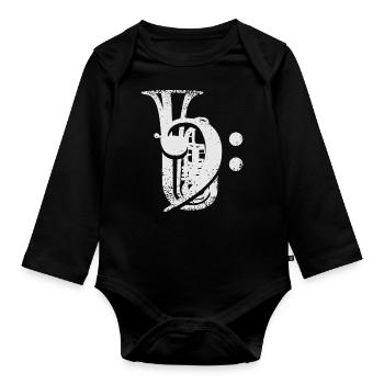 Clef de tuba basse Clef de tuba - Body Bébé bio manches longues - noir - Devant