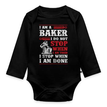 Bake Cake Muffin - Organic Longsleeve Baby Bodysuit - black - Front