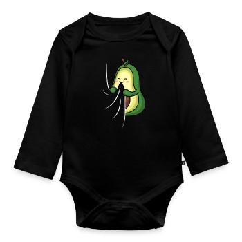 Avocado eats t-shirt Starving avocado - Organic Longsleeve Baby Bodysuit - black - Front