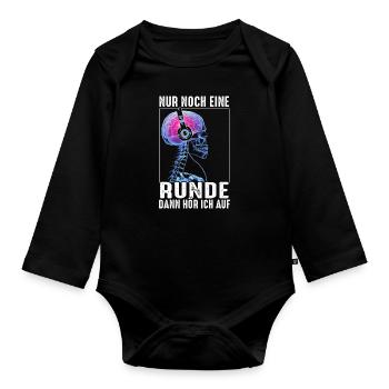 Nur Noch Eine Runde Zocken Gamer Skelett - Baby Bio-Langarm-Body - Schwarz - Vorne
