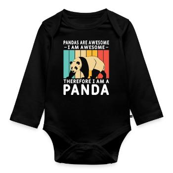 Pandas sind toll Pander Design für Kinder - Baby Bio-Langarm-Body - Schwarz - Vorne