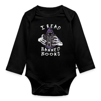 Ich lese verbotene Gruselige Kreatur - Baby Bio-Langarm-Body - Schwarz - Vorne