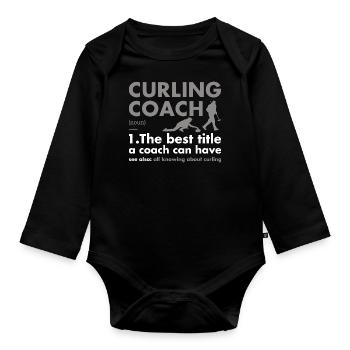Définition de l’entraîneur sportif Curling - Body Bébé bio manches longues - noir - Devant