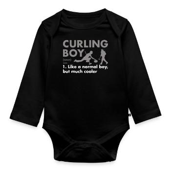 Sport Boy Définition Curling - Body Bébé bio manches longues - noir - Devant
