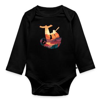 Faultier Faultiere Tier Schlafen Faul - Baby Bio-Langarm-Body - Schwarz - Vorne