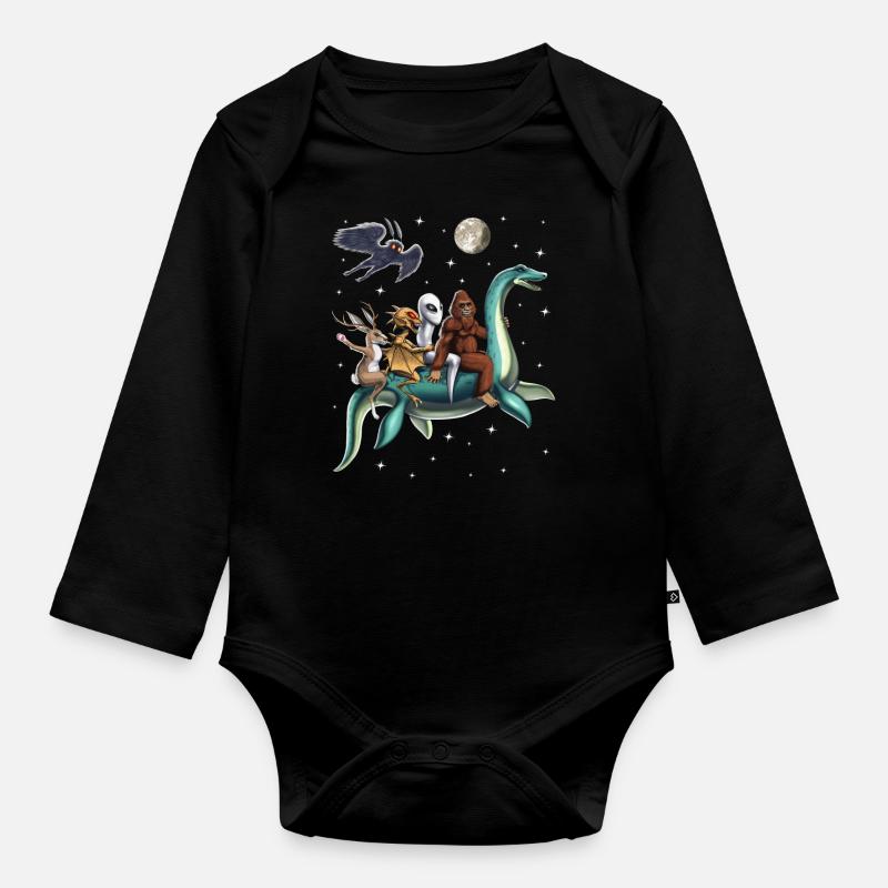 Cryptids Journey - Organic Longsleeve Baby Bodysuit - black