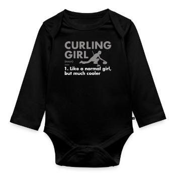 Sport Girl Définition Curling - Body Bébé bio manches longues - noir - Devant