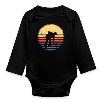 Sport Retro Sunset Curling - Body Bébé bio manches longues - noir - Devant