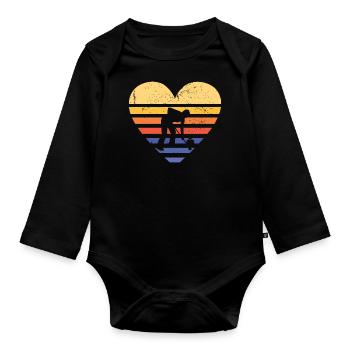 Sport Retro Sunset Heart Curling - Body Bébé bio manches longues - noir - Devant