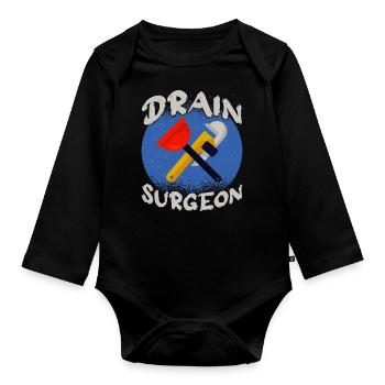 Rohrschlosser Klempner Rohleger Bauarbeiter - Baby Bio-Langarm-Body - Schwarz - Vorne
